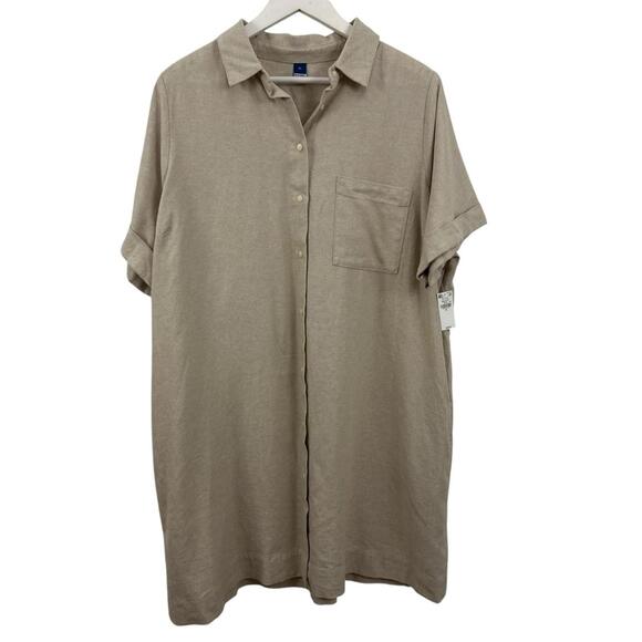 Old Navy Dresses & Skirts - SOLD 
NWT Old Navy Linen Blend Shirt Button Down Dress Women's Size XL